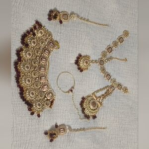 Red & Gold Indian/Pakistani Bridal Jewellery Set